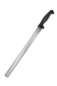 bleteleh extra-long 15-inch blade slicing roasting knife, straight blade, black handle