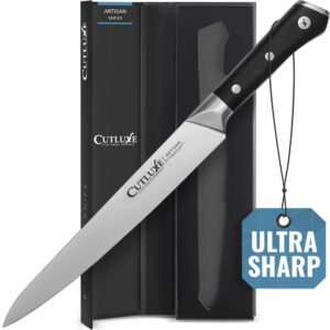 cutluxe meat carving knife – 9" turkey carving knife – razor sharp & full tang – high carbon german steel – ergonomic handle design – artisan series