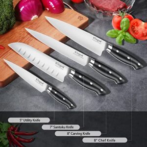 KINGOD 4PCS Japanese Chef Knife Set, Ultra Sharp Kitchen Knives Boxed Set, 7CR17MOV High Carbon German Stainless Steel with Ergonomic Handle, Professional Multipurpose Cooking Knife Set