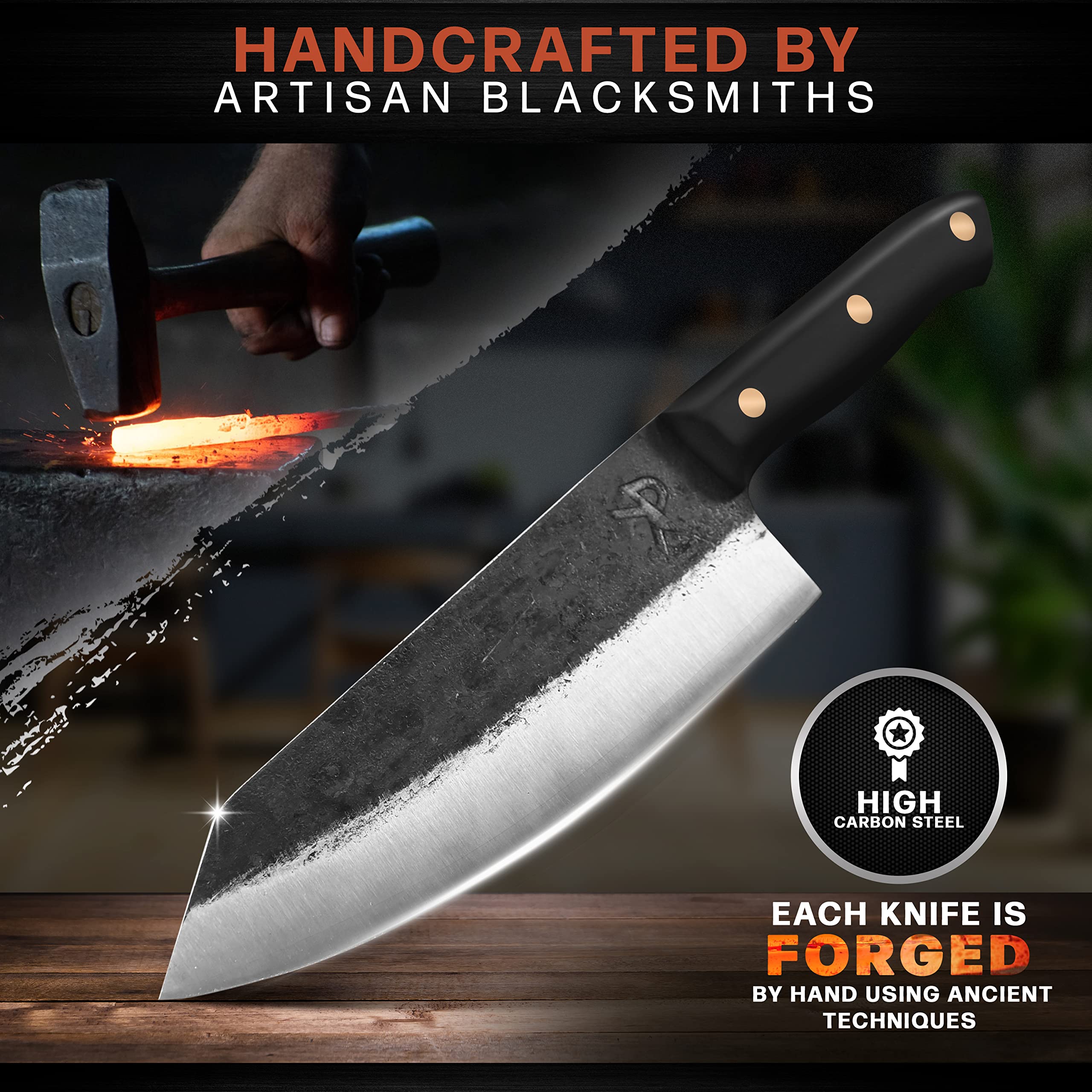 Kitchen perfection Handmade Chefs Knife - Extremely Sharp Kitchen Knife 8 Inch Professional Culinary Knife -Hand Sharpen Chopping Knife Meat Knife Kitchen For Men - High Carbon Steel w/Canvas Sheath