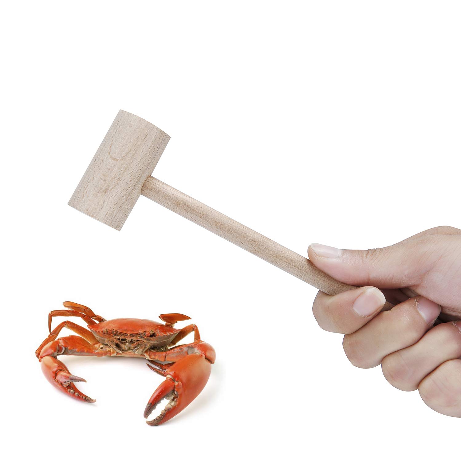 Wooden Crab Mallets Lobster Hammers Seafood Crackers, Beechwood, Set of 4