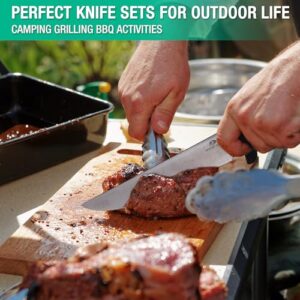 Mossy Oak Outdoor Knife Set - 6 PCS Chef Knife Set with Roll Bag - Premium Stainless Steel BBQ Knife Sets with Ergonomic Handle - 6’’ Fillet Knife for Fishing - Birthday Gifts for Women Men Lovers