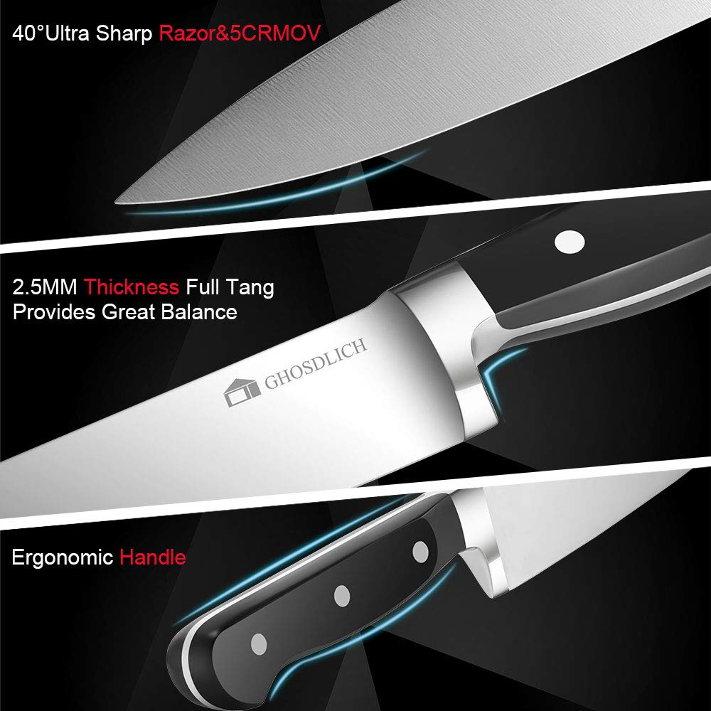 GHOSDLICH 3.5 Inch Paring Knife Peeling Knife Sharp Fruit Cutting Knife Small knife German Stainless Steel X50Cr15Mov