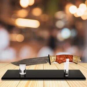 noonebutyou Knife Display Stand Acrylic Knife Stand, Desktop Knife Display, Single Knife Holder for Home Decor (Black Base)