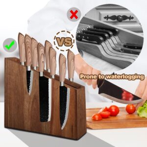uniharpa wooden magnetic knife holder,universal knife holder & organizer stand with strong magnets,space saver knives holder