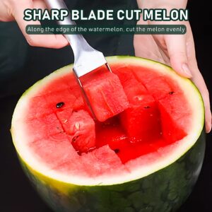 Jemey 2-in-1 Watermelon Fork Slicer, 3 PCS Watermelon Slicer Cutter, Watermelon Fork Slicer Cutter, Summer Watermelon Fruit Cutting Fork Dual Head Stainless Steel Fruit Forks (3 pcs)