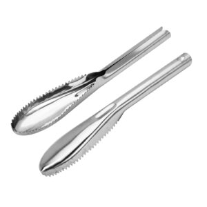2 pieces fish scaler stainless steel fish scaler remover, easily remove fish scales cleaning brushtool fish scraper for kitchen fish cleaning tools