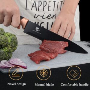 HL ZHUJIABAO Black Kitchen Knife Block Set with Cutting Board 15PCS Professional Sharp Chef Knife Set with Peeler & Scissor Cutlery Knives Set with Steak Knives as Gift