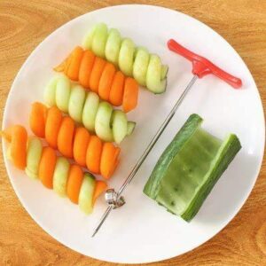 Aichoic Fruit Spiral Knife Spiral Knife Vegetable Coiler Scroller Stainless Steel Magic Scroller Creative Model Cucumber knife Fruit and Vegetable Spiral Twist