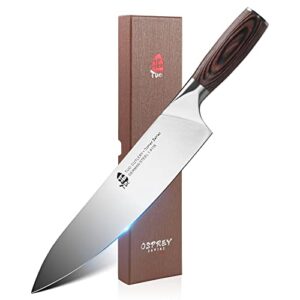 tuo chef knife 10 inch - pro japanese gyuto knives kitchen vegetable meat knife - german hc stainless steel - ergonomic pakkawood handle for home kitchen & restaurant - osprey series with gift box