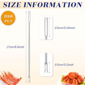 Yaomiao Stainless Steel Seafood Forks Set Silver 6.8 Inch Crab Forks Seafood Tools Crab Legs Utensils Seafood Picks for Eating Lobster Crab Leg Shrimp(40 Pcs)