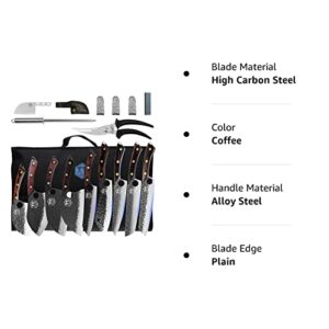 XYJ Professional Chef Knife Set with Bag Japanese Kitchen Knives Serbian Meat Cleaver for Camping Outdoor