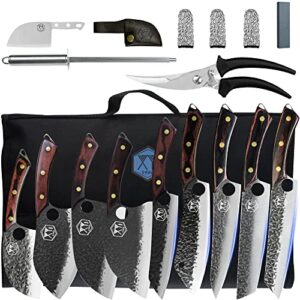 xyj professional chef knife set with bag japanese kitchen knives serbian meat cleaver for camping outdoor
