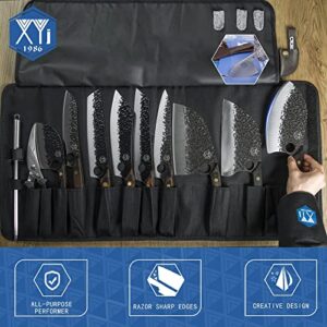 XYJ Professional Chef Knife Set with Bag Japanese Kitchen Knives Serbian Meat Cleaver for Camping Outdoor