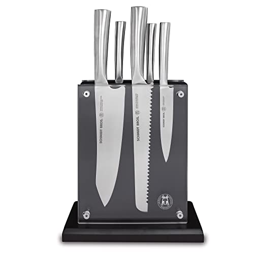 Schmidt Brothers - 6-Piece Knife Set, High-Carbon Stainless Steel Cutlery with Knife Block