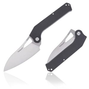 tacray folding kitchen chef knife, foldable camping knife with vg10 stainless steel blade, anti-skidding and ergonomic designed g10 handle for both indoor and outdoor cooking
