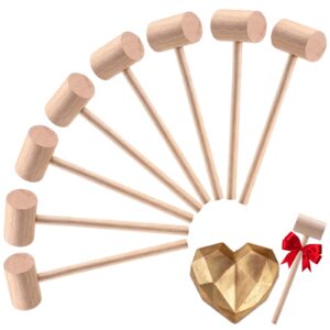 16 pack mini wooden hammer for chocolate breakable heart, seafood shellfish crab lobster cracking tool, small solid hardwood mallet, craft tools, party game props