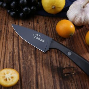 TOUCAN Black Paring Knife – Professional Kitchen Knife for Fruits and Vegetables – Premium Stainless Steel with Ergonomic Handle – 4-inch Blade for Chopping, Cutting, Peeling