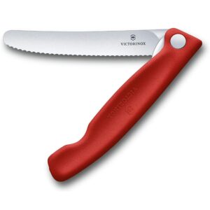 victorinox swiss classic foldable paring knife, wavy edge red 4.3 in