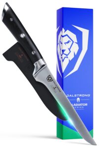 dalstrong boning knife - 6 inch - gladiator series elite - forged german high-carbon steel kitchen knife - razor sharp - black g10 handle - w/sheath - nsf certified