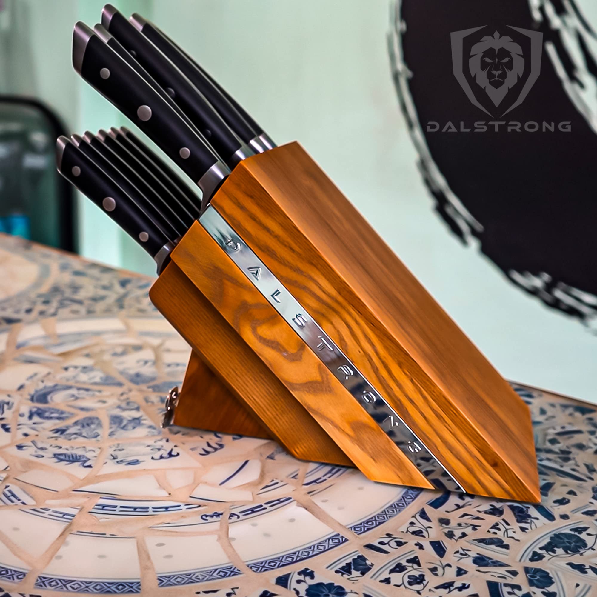 Dalstrong 12-Piece Knife Block Set - Gladiator Series Elite - Black Handles - German HC Steel - Hand-Made Manchurian Ash Wood Block - NSF Certified