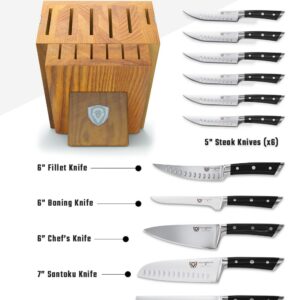 Dalstrong 12-Piece Knife Block Set - Gladiator Series Elite - Black Handles - German HC Steel - Hand-Made Manchurian Ash Wood Block - NSF Certified