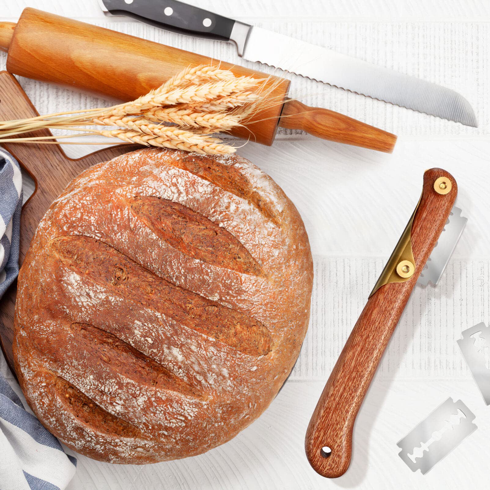 Tofficu Bread Lame Sourdough Scoring Tool Sourdough Bread Knife - Bread Making Accessories - Bread Razor Scorer With Blades and Storage Cover - Bread Cutter for Homemade Bread