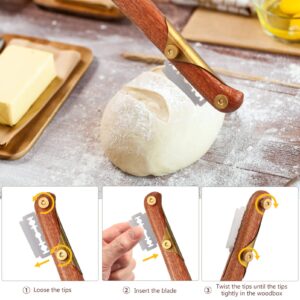 Tofficu Bread Lame Sourdough Scoring Tool Sourdough Bread Knife - Bread Making Accessories - Bread Razor Scorer With Blades and Storage Cover - Bread Cutter for Homemade Bread