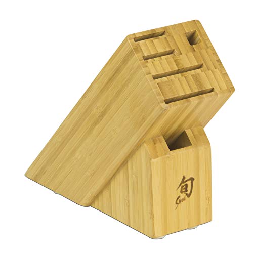 Shun Cutlery 6-Slot Slimline Knife Block, Made from Tough, Sustainable Bamboo, Authentic, Japanese Universal Knife Block, Knife Holder for Kitchen Counter