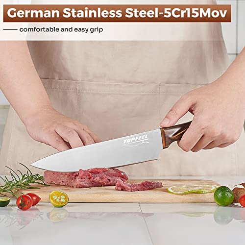 Professional Chef Knife Set 6Pcs -3.5-8 Inch Set Kitchen Knives German High Carbon Stainless Steel Sharp Knife with Knife Block, Knives Set for Kitchen with Full-Tang Design and Gift Box…