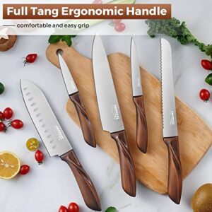 Professional Chef Knife Set 6Pcs -3.5-8 Inch Set Kitchen Knives German High Carbon Stainless Steel Sharp Knife with Knife Block, Knives Set for Kitchen with Full-Tang Design and Gift Box…