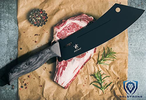 Dalstrong Hybrid Cleaver & Chef Knife - 8 inch - 'The Crixus' - Delta Wolf Series - Ultra-Thin & Zero Friction Blade HC 9CR18MOV Steel - Black Titanium Nitride Coating - G10 Camo Handle - Sheath