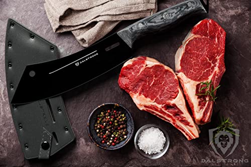 Dalstrong Hybrid Cleaver & Chef Knife - 8 inch - 'The Crixus' - Delta Wolf Series - Ultra-Thin & Zero Friction Blade HC 9CR18MOV Steel - Black Titanium Nitride Coating - G10 Camo Handle - Sheath