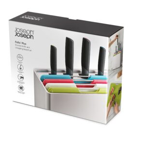 Joseph Joseph Folio Plus, 8-Piece Colour Coded Knife & Chopping Board Set - Multicolour