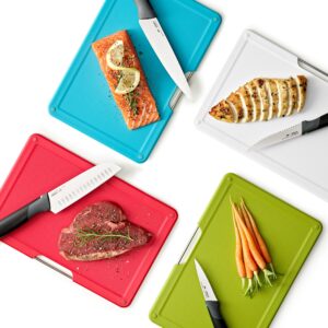 Joseph Joseph Folio Plus, 8-Piece Colour Coded Knife & Chopping Board Set - Multicolour