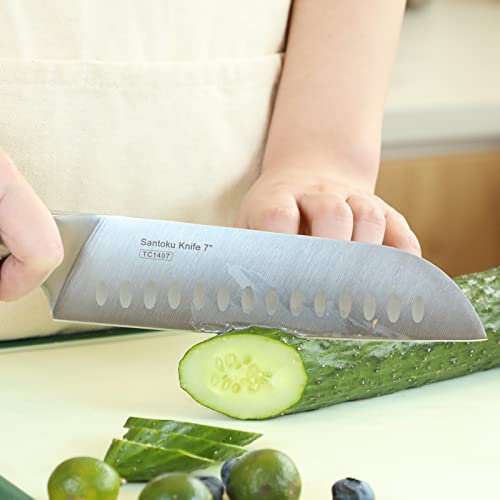 TUO Santoku Knife 7 inch - Japanese Chef Knife Ultra Sharp Asian Knives - German HC Stainless Steel - Durable Ergonomic Pakkawood Handle with Gift Box - Osprey Series