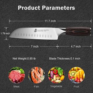 TUO Santoku Knife 7 inch - Japanese Chef Knife Ultra Sharp Asian Knives - German HC Stainless Steel - Durable Ergonomic Pakkawood Handle with Gift Box - Osprey Series