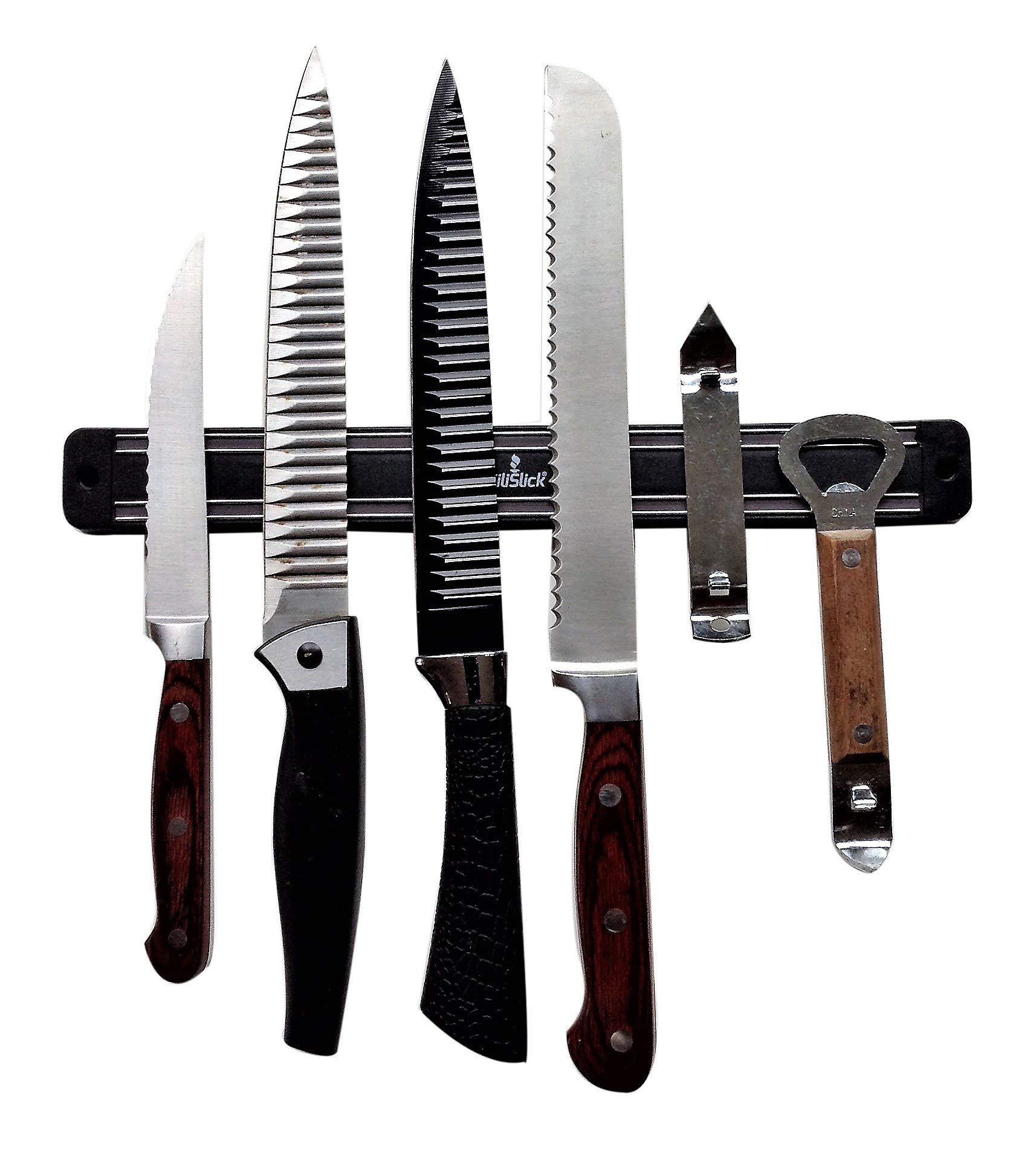 SiliSlick 12”/30.5cm Magnetic Knife Bar - Organize Kitchen Knives, Tool Holder, Utensil Organizer, Storage Rack