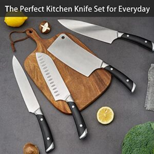 Wood Knife Block Set, 18 Pieces Kitchen Knife Set With Acacia Wood Knife Block, Cutlery With Knife Sharpener&14 Knives, Shear and 1pcs Bamboo Cutting Board Included For Kitchen…