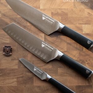 Dalstrong 3 Piece Knife Set - Vanquish Series - Forged High Carbon German Steel - Black POM Handle - Chef Knife, Santoku and Paring - Razor Sharp Kitchen Set - NSF Certified