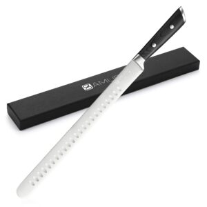 samuriki brisket knife - ultimate 12-inch carving knife, slicing knife with granton edge designed for briskets, roasts, meat, bbq, etc. (slicing knife 12")