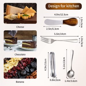 Cheese Spreader Knife Set (18 Pcs) 丨Charcuterie Accessories丨Stainless Steel Butter Knife, Serving Spoons, Forks and Mini Tongs, Used for Cheese, Butter, Jam, Pastry and Other Kitchen Daily Gadgets