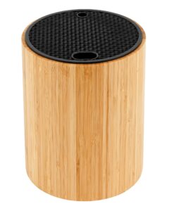 vaefae bamboo round knife holder with slots for knife sharpener and scissors, universal knife block, kitchen knife storage with unique slot design