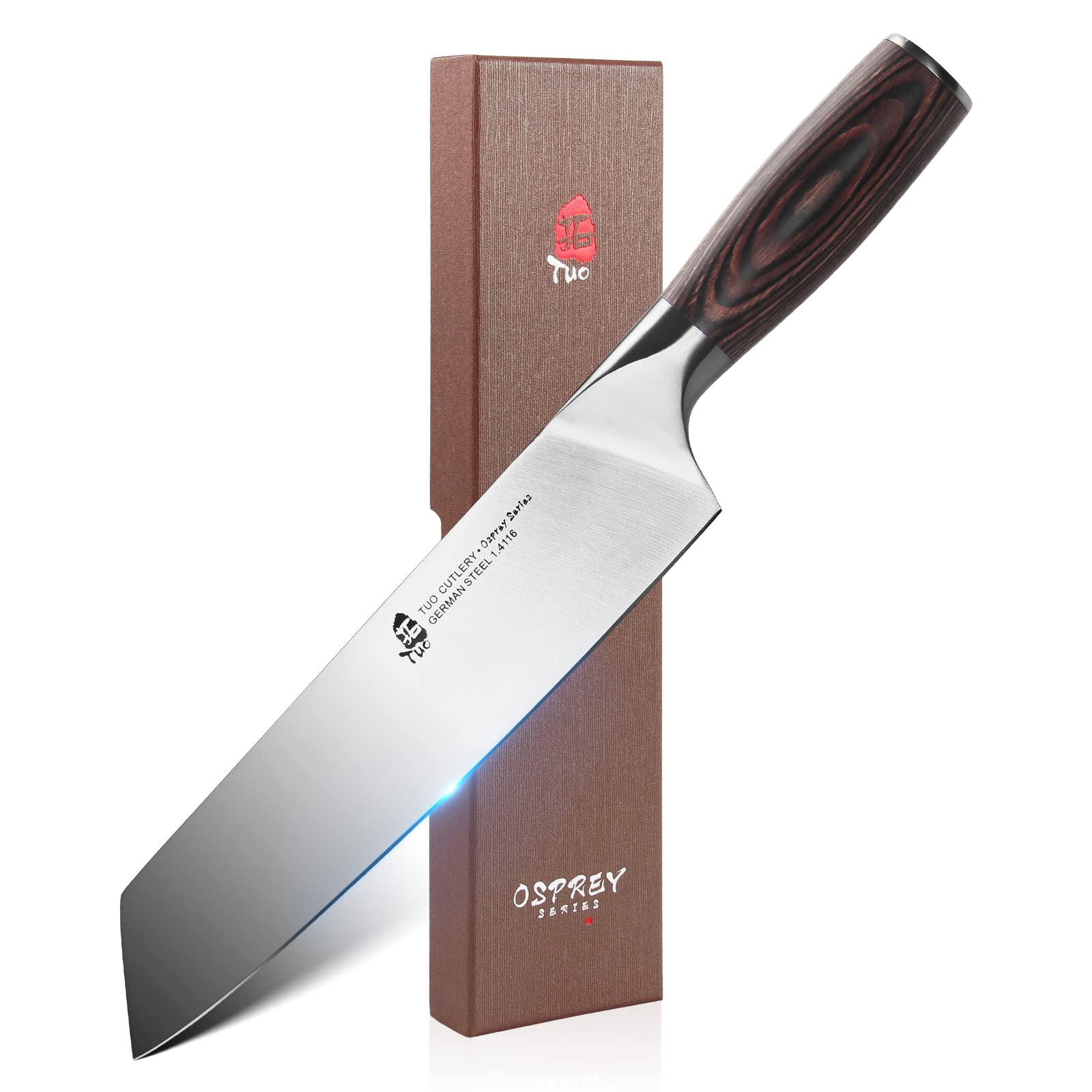 TUO Kiritsuke Knife 8.5 inch - Kiritsuke Chef Knife Vegetable Meat Cleaver Japanese Kitchen Knives - German HC Stainless Steel - Ergonomic Pakkawood Handle with Gift Box - Osprey Series