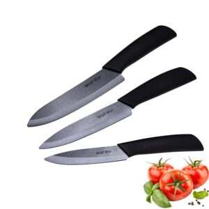 Kitchen Ceramic Knife Set Professional Knife With Sheaths, Super Sharp Rust Proof Stain Resistant (6" Chef Knife, 5" Utility Knife, 4" Fruit Knife)