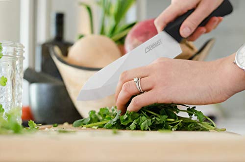 SENDAIST Set of 3 Sharp Ceramic Kitchen Knives With Anti-slip handle & sheath – 6” Chef Knife, 5” Utility Knife and 3'' Fruit Knife