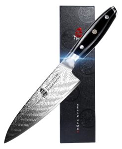 tuo chef knife - 7 inch professional kitchen knife - japanese gyuto knife - g10 full tang handle - black hawk s series with gift box