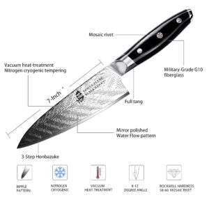TUO Chef Knife - 7 inch Professional Kitchen Knife - Japanese Gyuto Knife - G10 Full Tang Handle - BLACK HAWK S Series with Gift Box