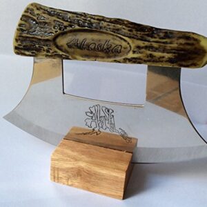 Alaska Ulu Cultured Antler with Etched Alaska Design Stainless Blade