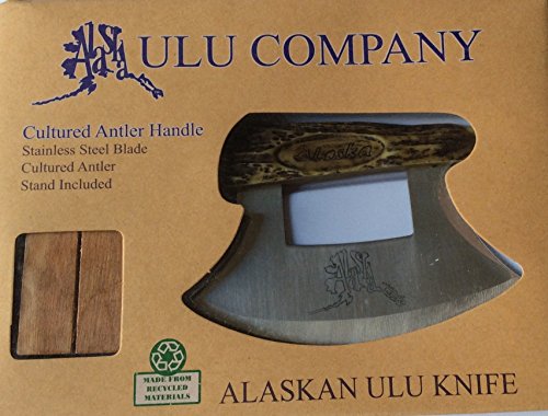 Alaska Ulu Cultured Antler with Etched Alaska Design Stainless Blade